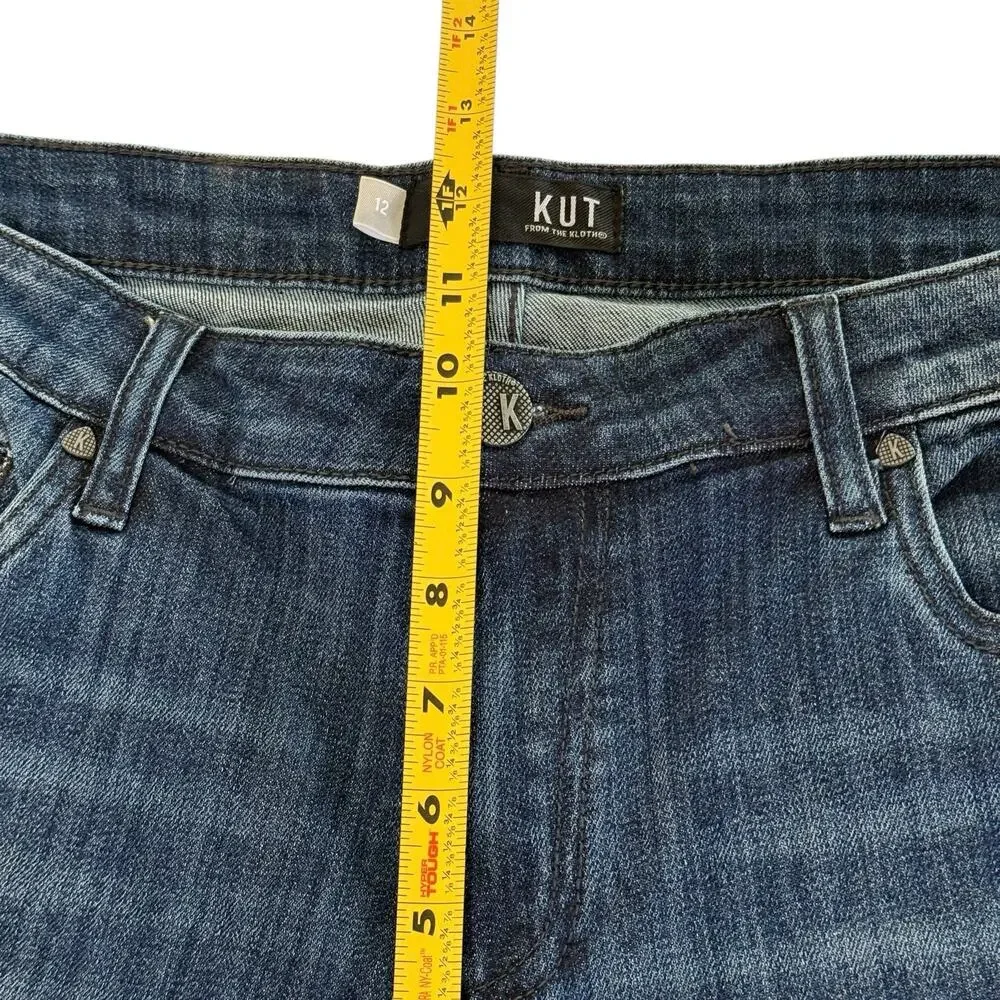 NEW KUT from the Kloth Catherine Boyfriend Jeans 12 Blue Dark Wash Distressed